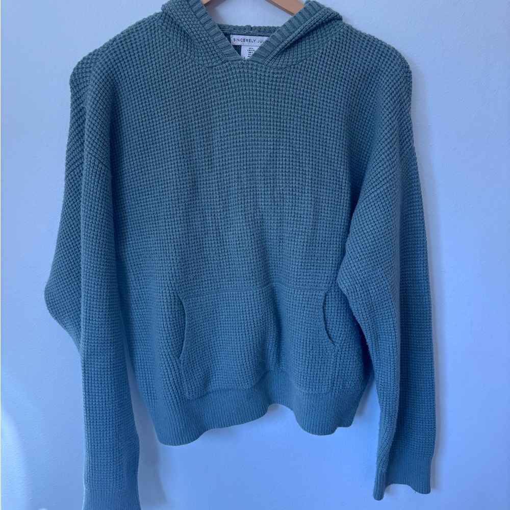 Sincerely Jules Waffle-Knit Hoodie in Sage